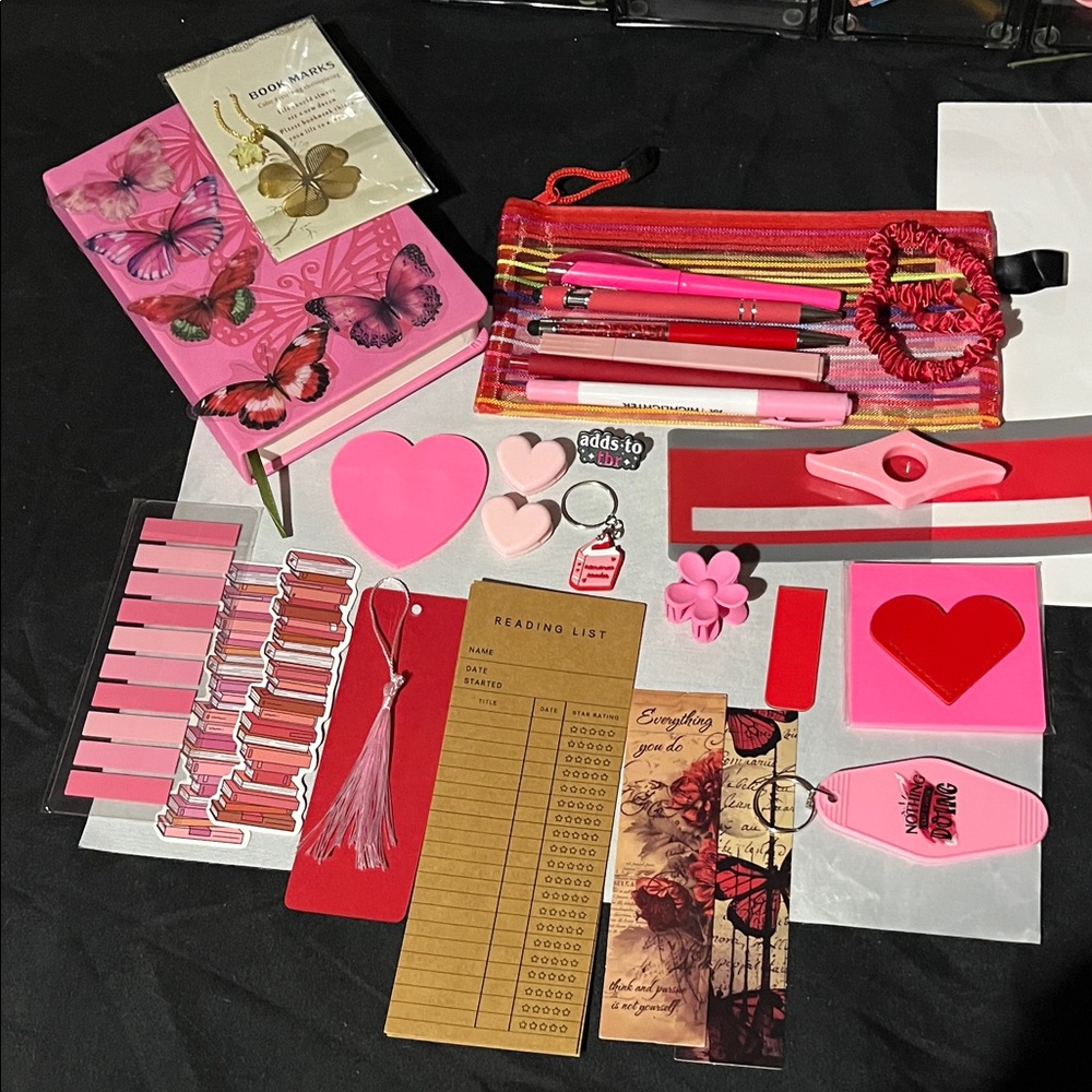 Pink and Red Butterfly Stationery Set